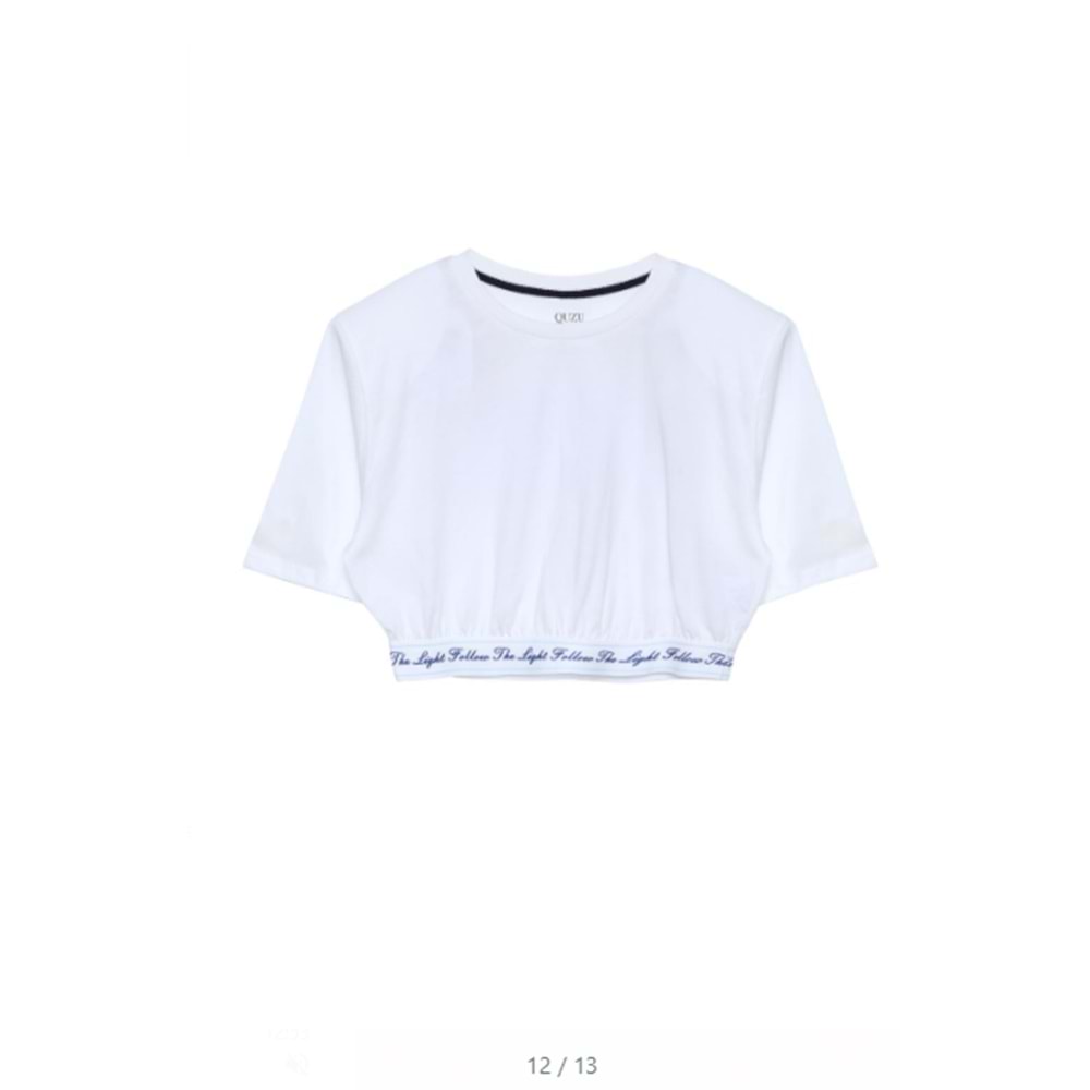 24Y180317 BELİ LASTİKLİ VATKALI CROP TİŞÖRT