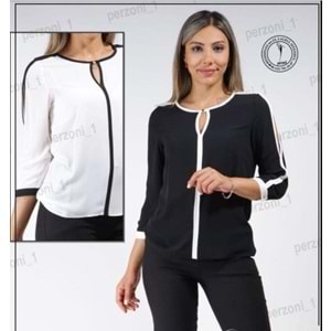 4326 KOLLARI YIRTMAÇLI ŞERİT DETAYLI ŞIK BLUZ