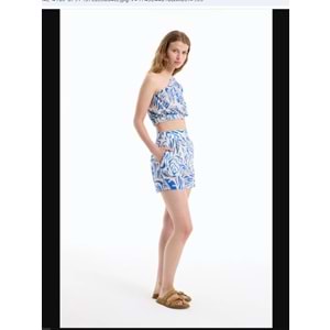 25YSRT00376 TROPİK DESENLİ MİNİ ŞORT