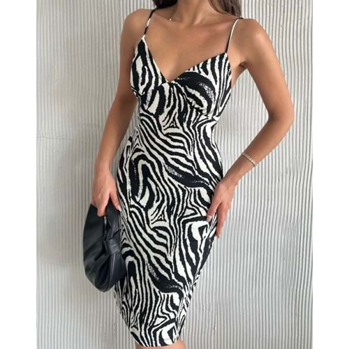 1112 ZEBRA DESEN ELBİSE