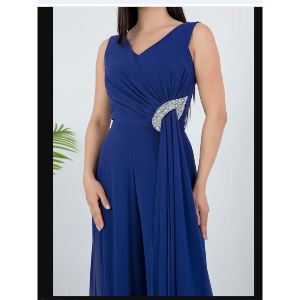 1457 AKSESUAR DETAYLI KOLSUZ ŞİFON TULUM